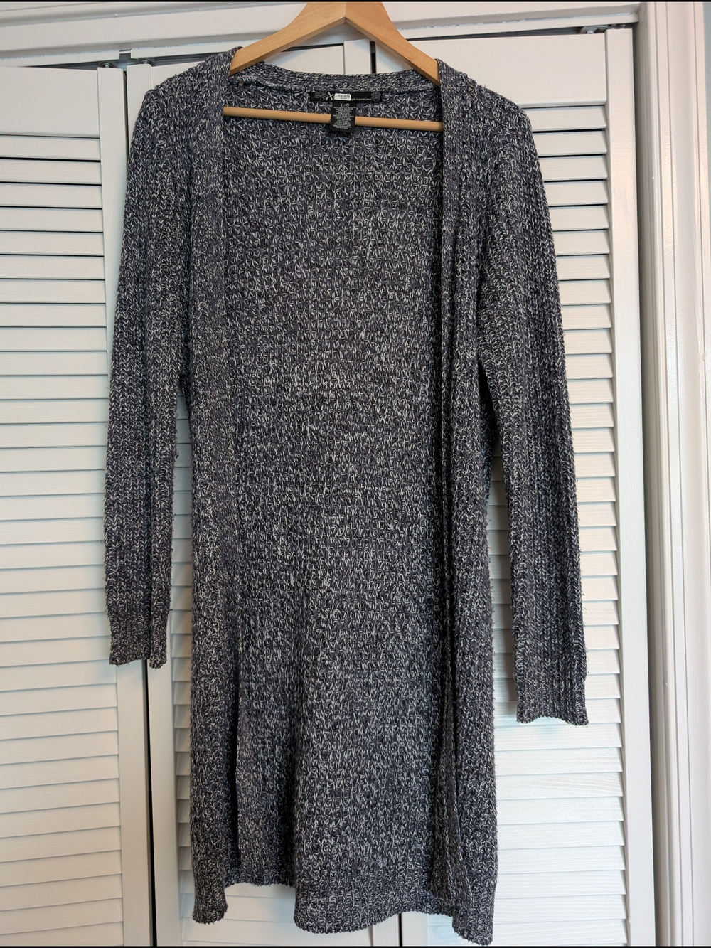 Long Open-Front Knit Cardigan